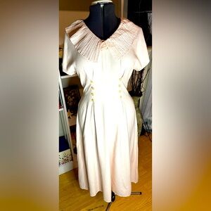 Vintage Nina Piccalino 1930s-Style Dress in Blush Pink - L 10/12 Stunning Epic